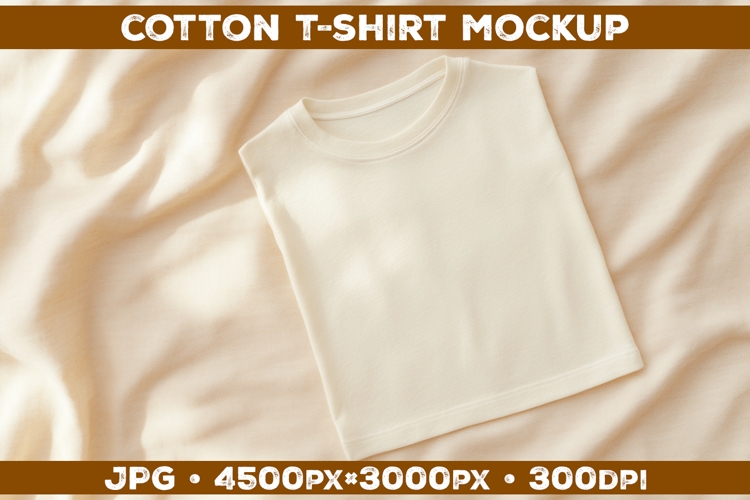 Cotton T-Shirt Mockup on Linen Background