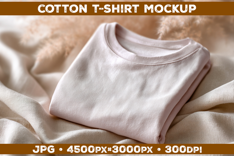 Cotton T-Shirt Mockup on Linen Background