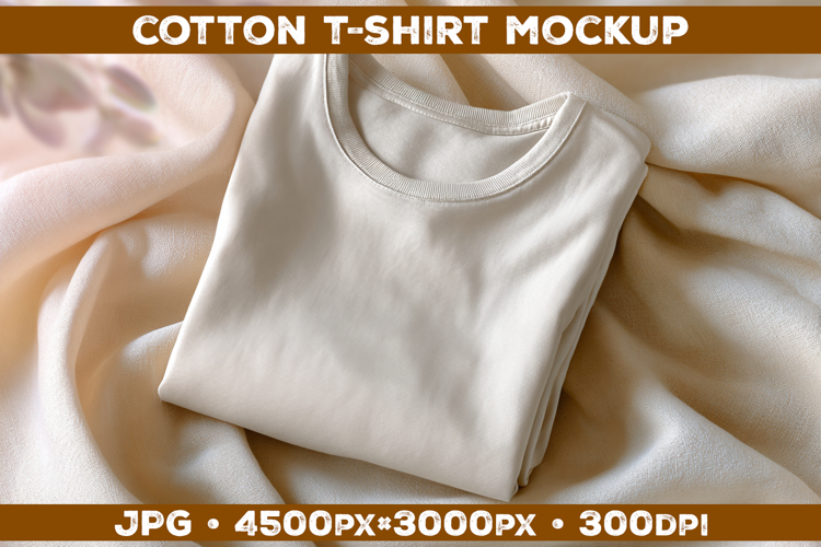 Cotton T-Shirt Mockup on Linen Background