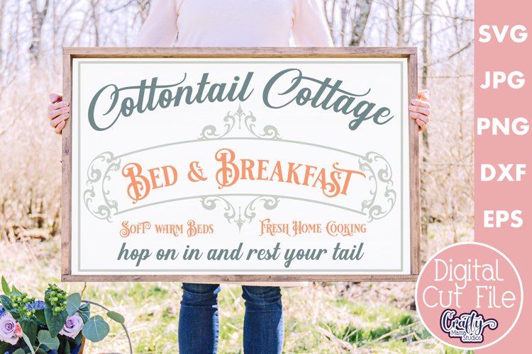 Vintage Easter Farmhouse Sign | Cottontail Cottage Svg example image 1