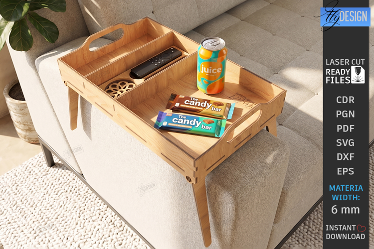 Couch Arm Tray Laser Cut | Sofa Armrest Tray Table | Home