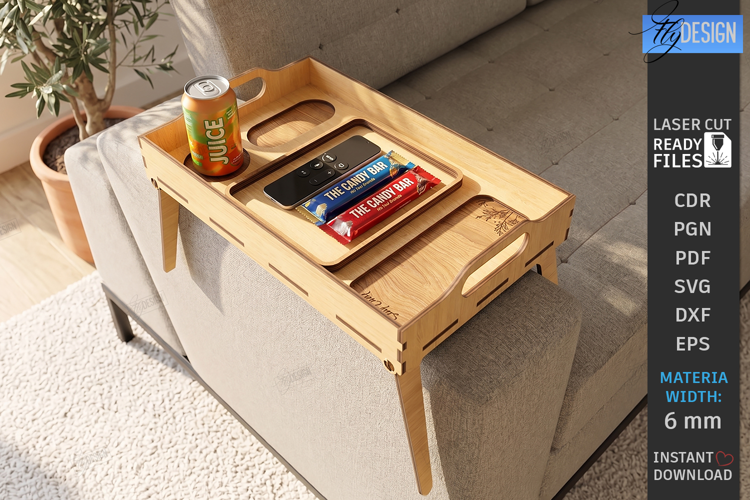 Couch Arm Tray Laser Cut | Sofa Armrest Tray Table | Home