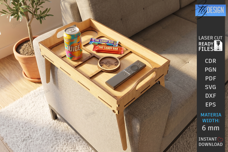 Couch Arm Tray Laser Cut | Sofa Armrest Tray Table | Home