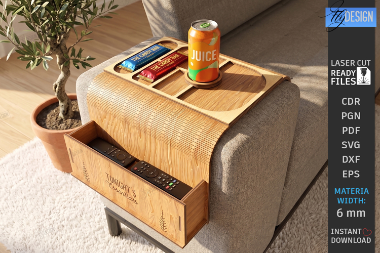 Couch Arm Tray Laser Cut | Sofa Armrest Tray Table | Home