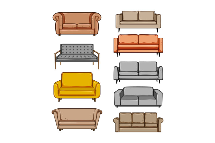couch leather set cartoon