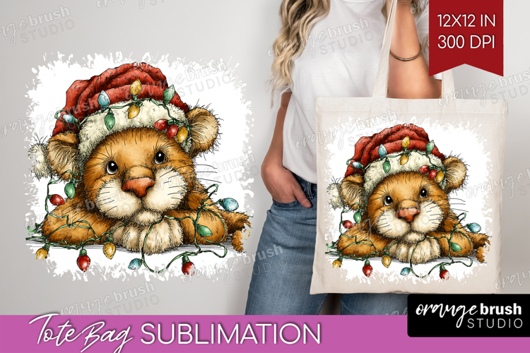 Cougar Tangled In Christmas Lights Tote Bag Funny Xmas Tote