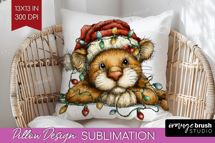Cougar Tangled In Christmas Lights Pillow Sublimation Funny