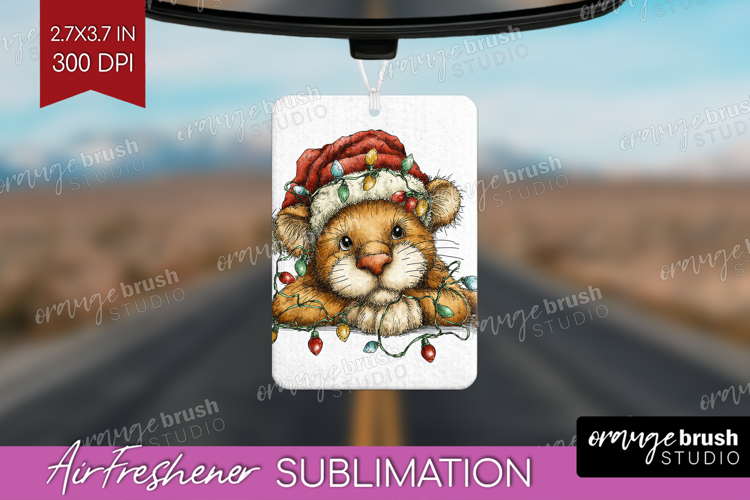 Cougar Tangled In Christmas Lights Air Freshener PNG Funny