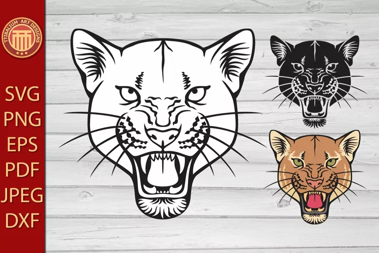 Cougar Face - eps, jpg, dxf, svg, pdf, png files