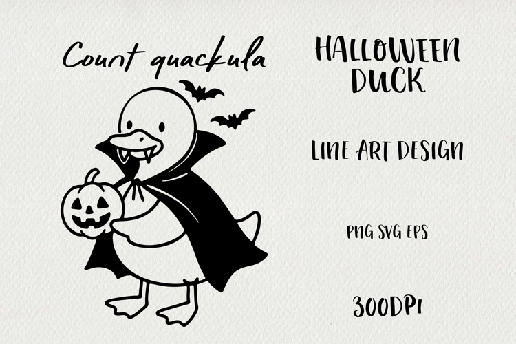 Line Art Cute Halloween Duck | EPS, SVG, PNG