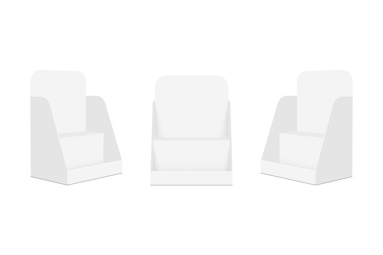 Blank Counter Display Boxes Mockups With Shelves