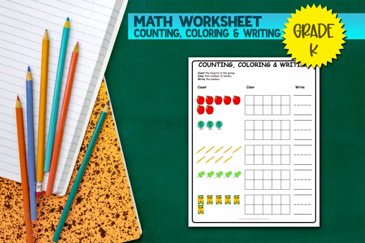 Counting, Coloring, and Writing #1 | Educational Worksheet