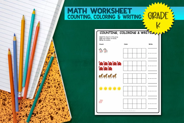 Counting, Coloring, and Writing #2 | Educational Worksheet