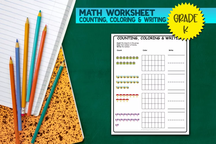 Counting, Coloring, and Writing #5 | Educational Worksheet