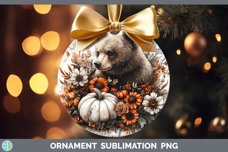Country Pumpkin Bear Ornament Sublimation Bauble Designs