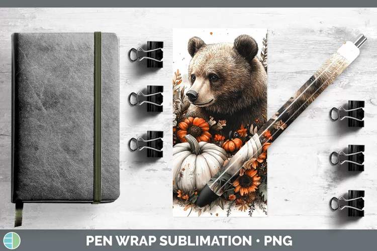 Country Pumpkin Bear Pen Wrap Sublimation Epoxy Pen Designs