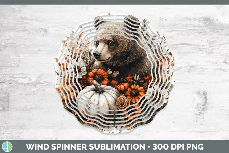 Country Pumpkin Bear Wind Spinner Sublimation Spinner Design