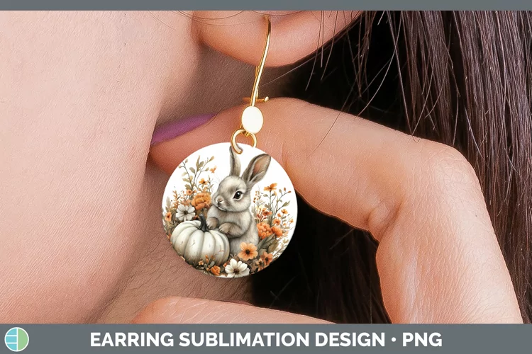 Country Pumpkin Bunny Round Earrings Sublimation Earrings De