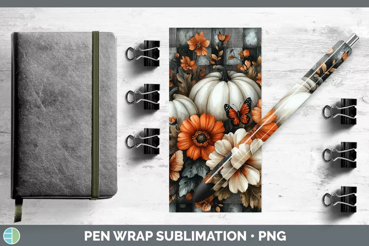 Country Pumpkin Butterflies Pen Wrap Sublimation Epoxy Pen D