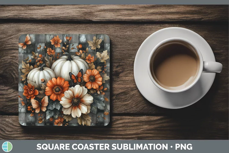Country Pumpkin Butterflies Square Coaster Sublimation Coast