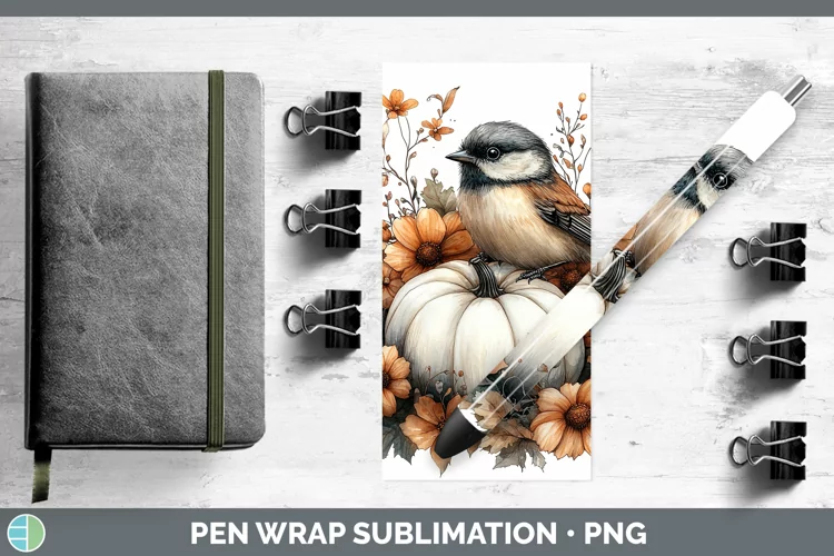 Country Pumpkin Chickadee Pen Wrap Sublimation Epoxy Pen Des