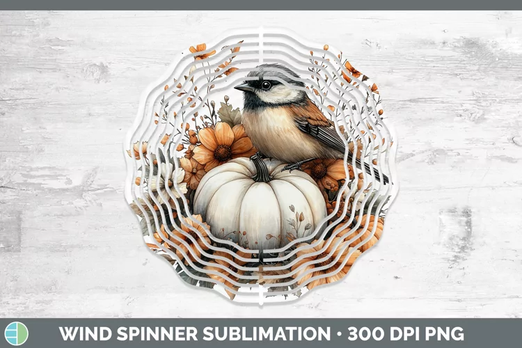 Country Pumpkin Chickadee Wind Spinner Sublimation Spinner D