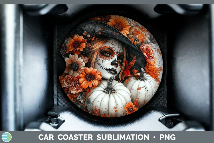 Country Pumpkin Day of the Dead Car Coaster Sublimation Coas