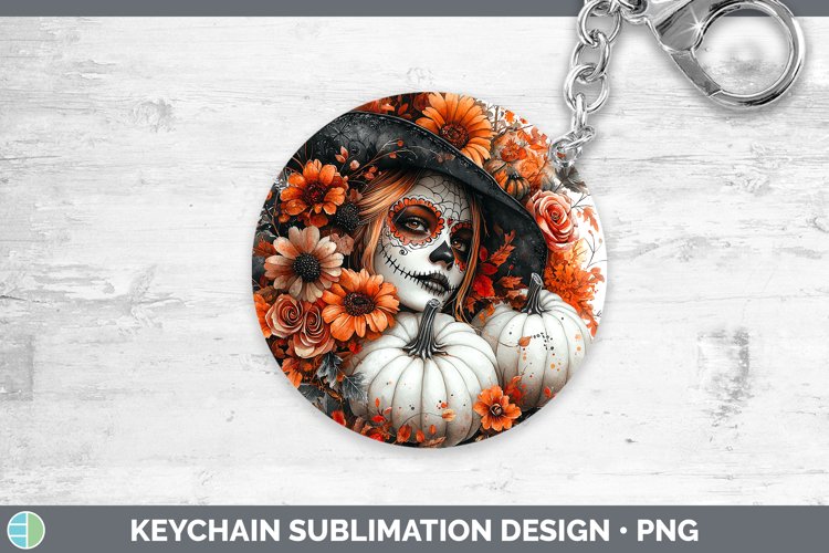 Country Pumpkin Day of the Dead Keychain Sublimation Keyring