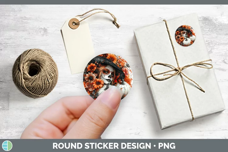 Country Pumpkin Day of the Dead Stickers | Round Labels Desi