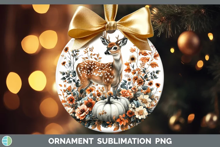 Country Pumpkin Deer Ornament Sublimation Bauble Designs