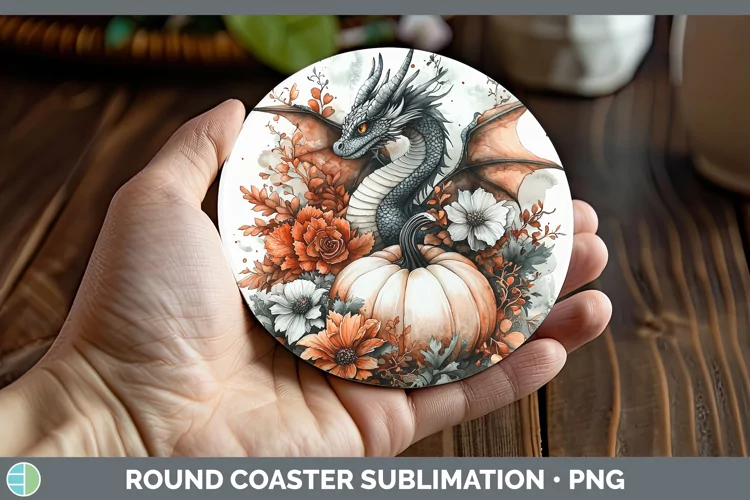 Country Pumpkin Dragon Round Coaster Sublimation Coaster Des