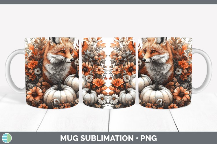 Country Pumpkin Fox Mug Wrap Sublimation Coffee Cup Designs