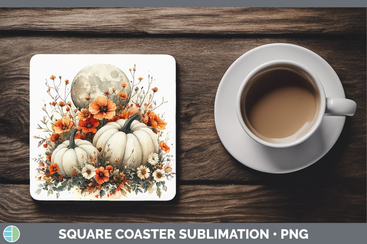 Country Pumpkin Moon Square Coaster Sublimation Coaster Desi