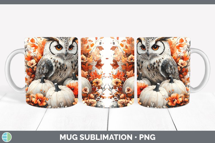 Country Pumpkin Owl Mug Wrap Sublimation Coffee Cup Designs
