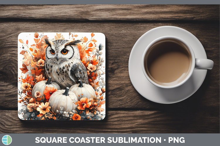 Country Pumpkin Owl Square Coaster Sublimation Coaster Desig