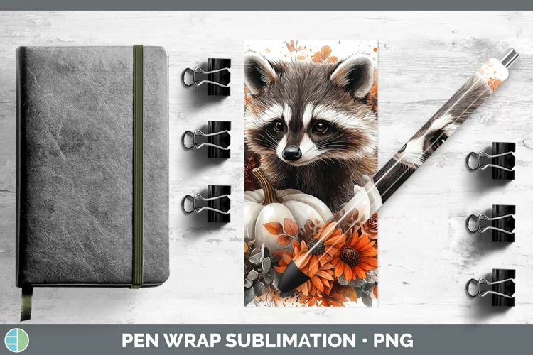 Country Pumpkin Raccoon Pen Wrap Sublimation Epoxy Pen Desig