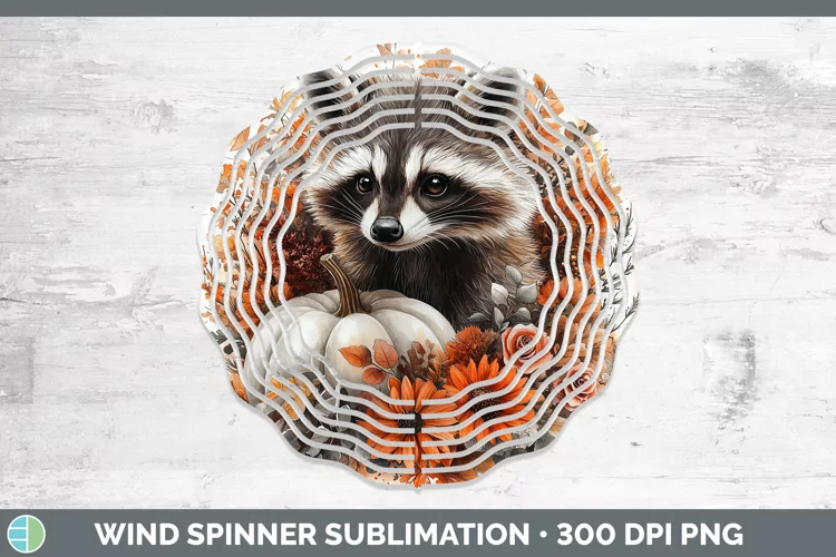 Country Pumpkin Raccoon Wind Spinner Sublimation Spinner Des
