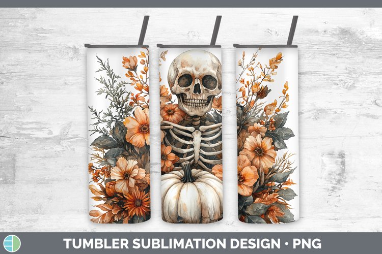 Country Pumpkin Skeleton Tumbler Sublimation 20 oz Skinny Tu