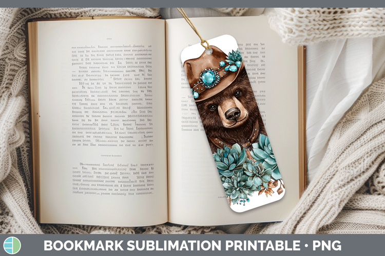 Country Western Bear Bookmark Sublimation Printable Designs