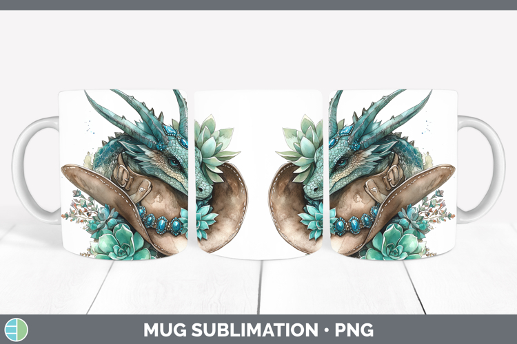 Country Western BS02 Dragon Mug Wrap Sublimation Coffee Cup