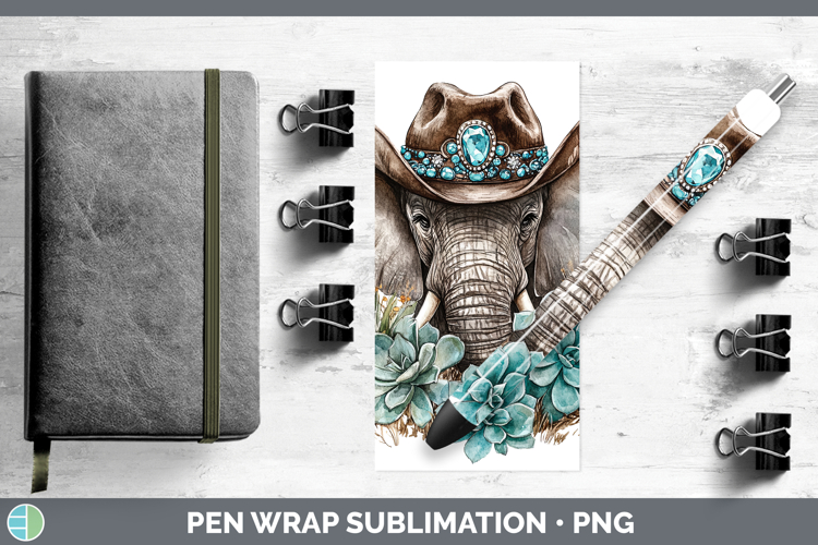 Country Western BS02 Elephant Pen Wrap Sublimation Pen Desig