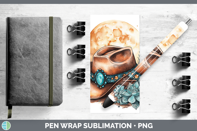 Country Western BS02 Moon and Stars Pen Wrap Sublimation Pen
