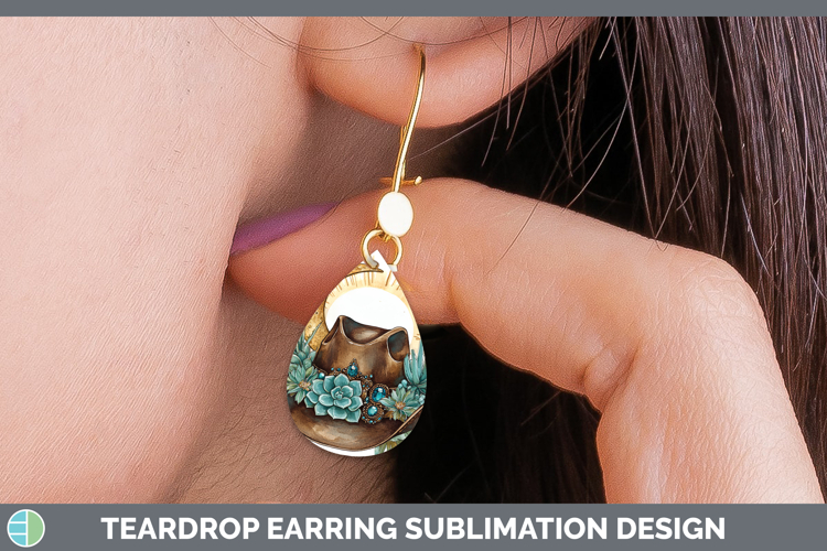 Country Western BS02 Sun and Moon Teardrop Earrings Sublimat