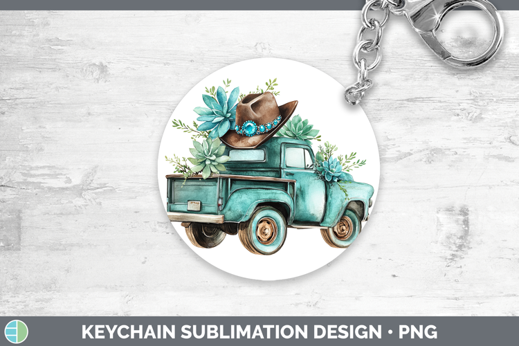 Country Western BS02 Vintage Truck Keychain Sublimation Keyr