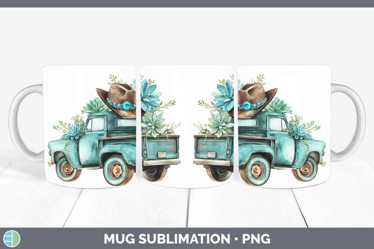 Country Western BS02 Vintage Truck Mug Wrap Sublimation Coff