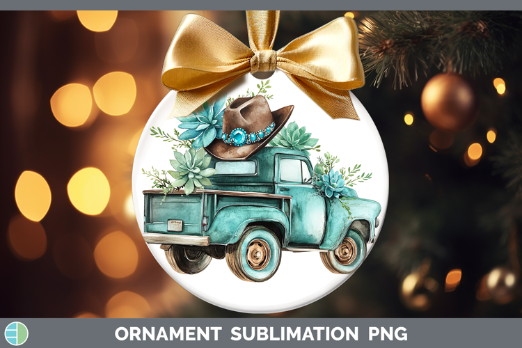 Country Western BS02 Vintage Truck Ornament Sublimation Baub