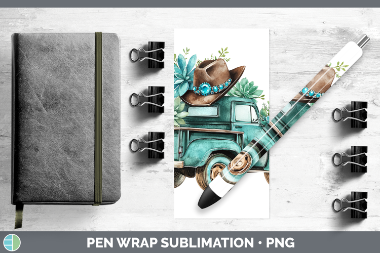 Country Western BS02 Vintage Truck Pen Wrap Sublimation Pen