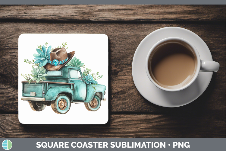 Country Western BS02 Vintage Truck Square Coaster Sublimatio