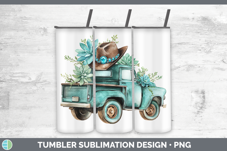 Country Western BS02 Vintage Truck Tumbler Sublimation 20 oz