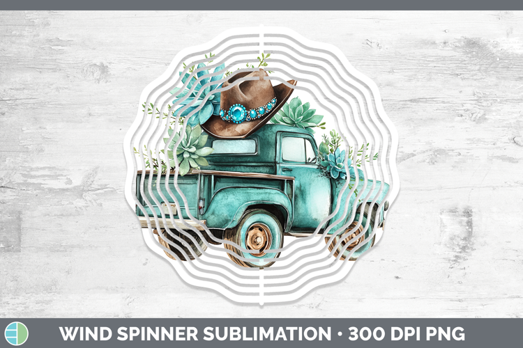 Country Western BS02 Vintage Truck Wind Spinner Sublimation